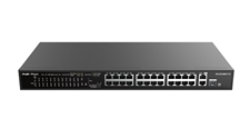 Switch RG-ES126S-P V2 PoE không được quản lý 24 cổng 10/100 Mbps và 2 cổng Gigabit dạng gắn tủ rack