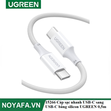 UGREEN 15266 Cáp sạc nhanh USB-C sang USB-C bằng silicon UGREEN màu trắng 0,5m cao cấp