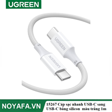 UGREEN 15267 Cáp sạc nhanh USB-C sang USB-C bằng silicon UGREEN màu trắng 1m cao cấp