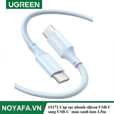 UGREEN 15272 Cáp sạc nhanh silicon USB-C sang USB-C UGREEN màu xanh lam 1,5m cao cấp