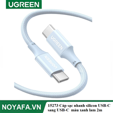 UGREEN 15273 Cáp sạc nhanh silicon USB-C sang USB-C UGREEN màu xanh lam 2m cao cấp