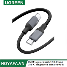 UGREEN 15282 Cáp sạc nhanh USB-C sang USB-C bằng silicon UGREEN màu đen dài 0,5m