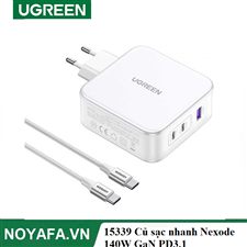 UGREEN 15339  Củ sạc nhanh Nexode 140W GaN PD3.1, 2 USB Type-C và 1 USB Type-A chính hãng (EU)