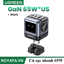 Ugreen 15579 Củ sạc nhanh 65W RoboGaN Mini  CD361 15579 (2C1A) chân dẹt