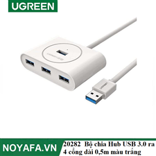 Ugreen 20282  Bộ chia Hub USB 3.0 ra 4 cổng dài 0,5m màu trắng chính hãng cao cấp