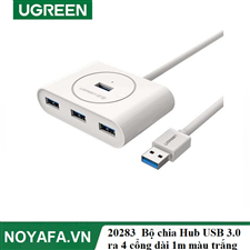Ugreen 20283  Bộ chia Hub USB 3.0 ra 4 cổng dài 1m màu trắng chính hãng cao cấp
