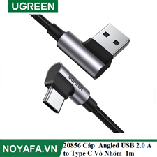 Ugreen 20856 Cáp UGREEN Angled USB 2.0 A to Type C Vỏ Nhôm Mạ Niken 1m (Đen)