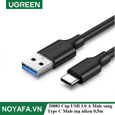 UGREEN 20881 Cáp USB 3.0 A Male sang Type C Male mạ niken 0,5m (màu đen) cao cấp