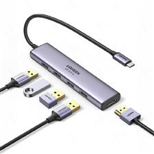 Ugreen 20955 Bộ chuyển đổi UGREEN USB-C sang 4*USB 3.0+HDMI 4K@60Hz