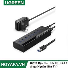 UGREEN 40522 Bộ chia Hub USB 3.0 7 cổng (Nguồn điện 5V) EU (Đen)