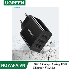 UGREEN 50816 Củ sạc 3 cổng USB Charger 5V/3.1A (Black)