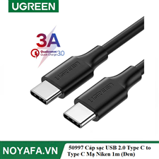 Ugreen 50997 Cáp UGREEN USB 2.0 Type C to Type C Mạ Niken 1m (Đen) chính hãng