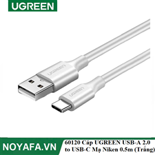 Ugreen 60120 Cáp UGREEN USB-A 2.0 to USB-C Mạ Niken 0.5m (Trắng) cao cấp