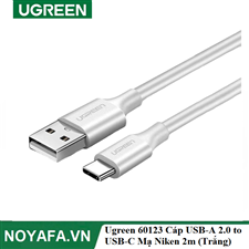 Ugreen 60123 Cáp UGREEN USB-A 2.0 to USB-C Mạ Niken 2m (Trắng) cao cấp