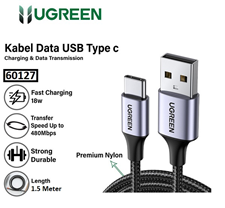 Ugreen 60127 Dây USB Type A sang Type C dài 1.5M màu đen