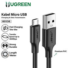 Ugreen 60136 Cáp dữ liệu dài 1m usb 2.0 đầu đực sang micro usb đen