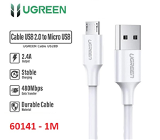 Ugreen 60141 Cáp sạc truyền dữ liệu USB 2.0 sang MICRO USB dài 1M màu Trắng