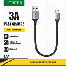 Ugreen 60146 Cáp sạc micro USB 2.0 dài 1m bọc dù sạc 2.4a QC3.0 cao cấp