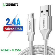 Ugreen 60149 Cáp Micro sang USB 2.0 25cm màu trắng đầu bọc nhôm