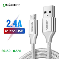 Ugreen 60150 Dây, cáp micro usb 2.0 bọc nhôm chống nhiễu dài 0.5m