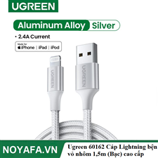 Ugreen 60162 Cáp Lightning bện vỏ nhôm 1,5m (Bạc) cao cấp