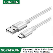 Ugreen 60225 Cáp UGREEN USB-A 2.0 to USB-C Mạ Niken 3m (Trắng) cao cấp