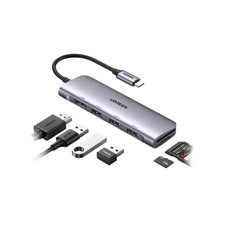 Ugreen 60383 USB-C đến 3×USB3.0+HDMI+SD TF+ 4K 60Hz cao cấp