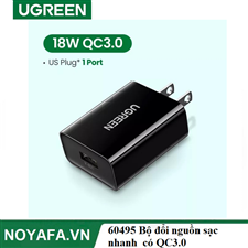 UGREEN 60495 Bộ đổi nguồn sạc nhanh  có QC3.0 US (Đen) cao cấp