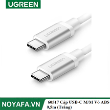 UGREEN 60517 Cáp USB-C M/M  Vỏ ABS 0,5m (Trắng) cao cấp