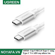 UGREEN 60518  Cáp USB 2.0 Type C sang Type C Vỏ ABS mạ niken 1m (Trắng)