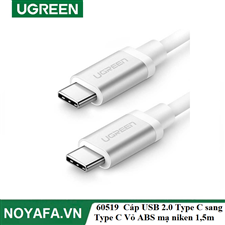 UGREEN 60519  Cáp USB 2.0 Type C sang Type C Vỏ ABS mạ niken 1,5m (Trắng)