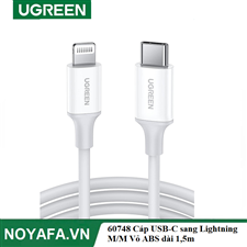 UGREEN 60748 Cáp USB-C sang Lightning UGREEN M/M mạ niken Vỏ ABS dài 1,5m (Trắng)