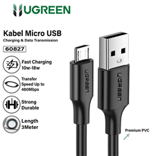 Ugreen 60827 Dây, cáp Micro Usb 2.0 mạ nickel chống nhiễu dài 3M màu đen