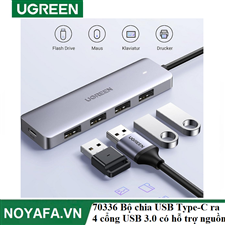 UGREEN 70336 Bộ chia USB Type-C ra 4 cổng USB 3.0 có hỗ trợ nguồn