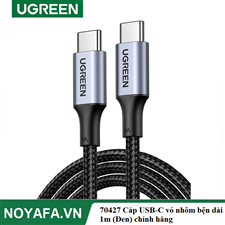 UGREEN 70427 Cáp USB-C vỏ nhôm bện dài 1m (Đen) chính hãng