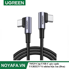 Ugreen 70529 Cáp USB-C góc cạnh UGREEN Vỏ nhôm bện 1m (Đen) chính hãng