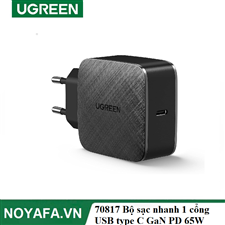 UGREEN  70817 Bộ sạc nhanh 1 cổng USB type C GaN PD 65W EU