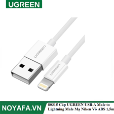 Ugreen 80315 Cáp UGREEN USB-A Male to Lightning Male Mạ Niken Vỏ ABS 1,5m (Trắng)