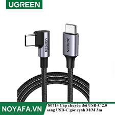 UGREEN 80714 Cáp chuyển đổi USB-C 2.0 sang USB-C góc cạnh M/M 3m cao cấp