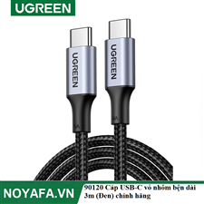 UGREEN 90120  Cáp USB-C vỏ nhôm bện dài 3m (Đen) chính hãng