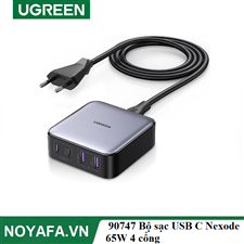 UGREEN 90747 Bộ sạc USB C Nexode 65W 4 cổng với công nghệ GaN II cao cấp